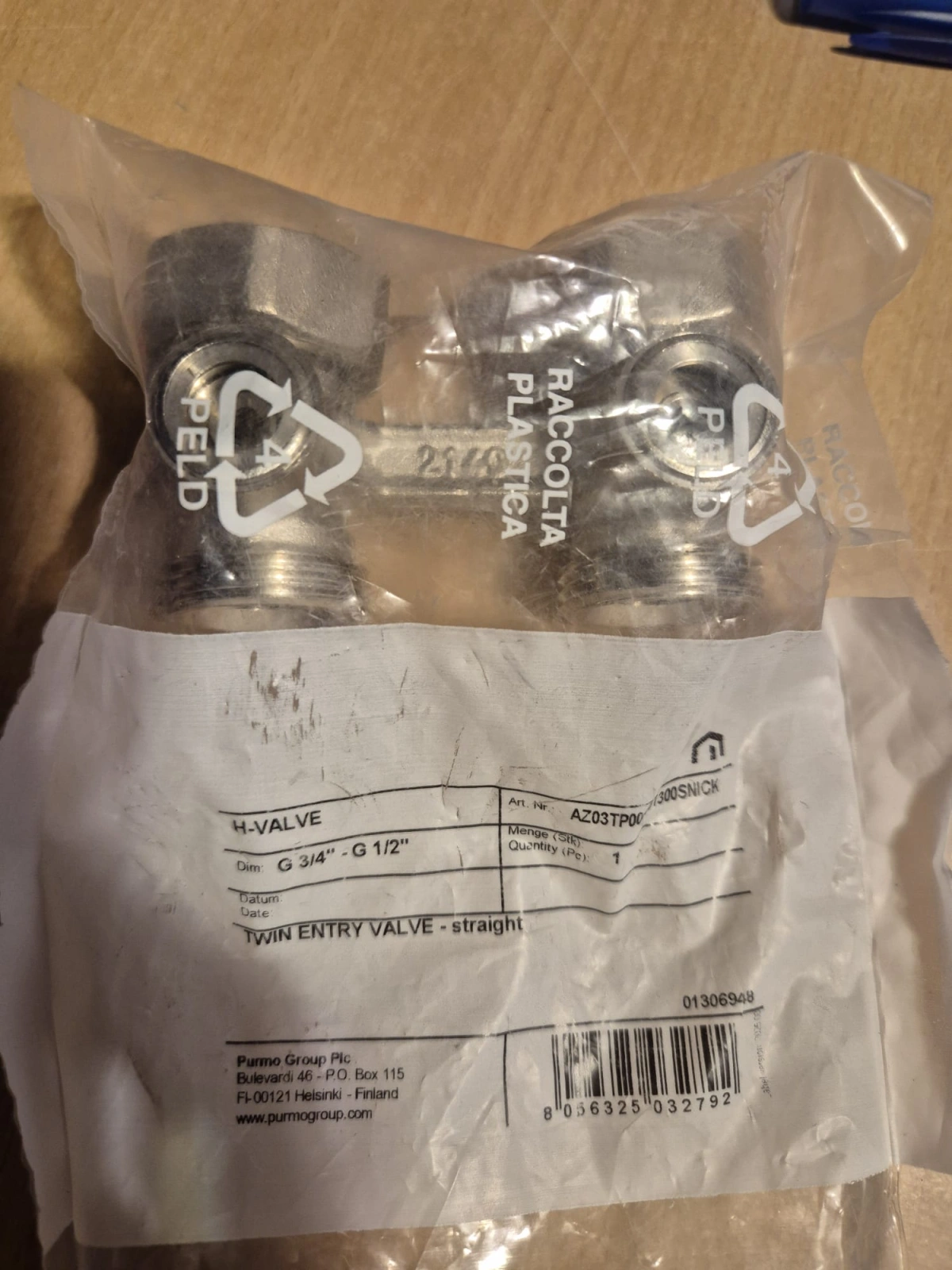 PURMO ROBINET DREPT TIP H CU ADAPTOR 3/4"-1/2"