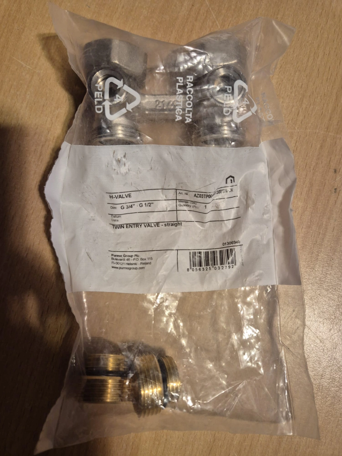 PURMO ROBINET DREPT TIP H CU ADAPTOR 3/4"-1/2"