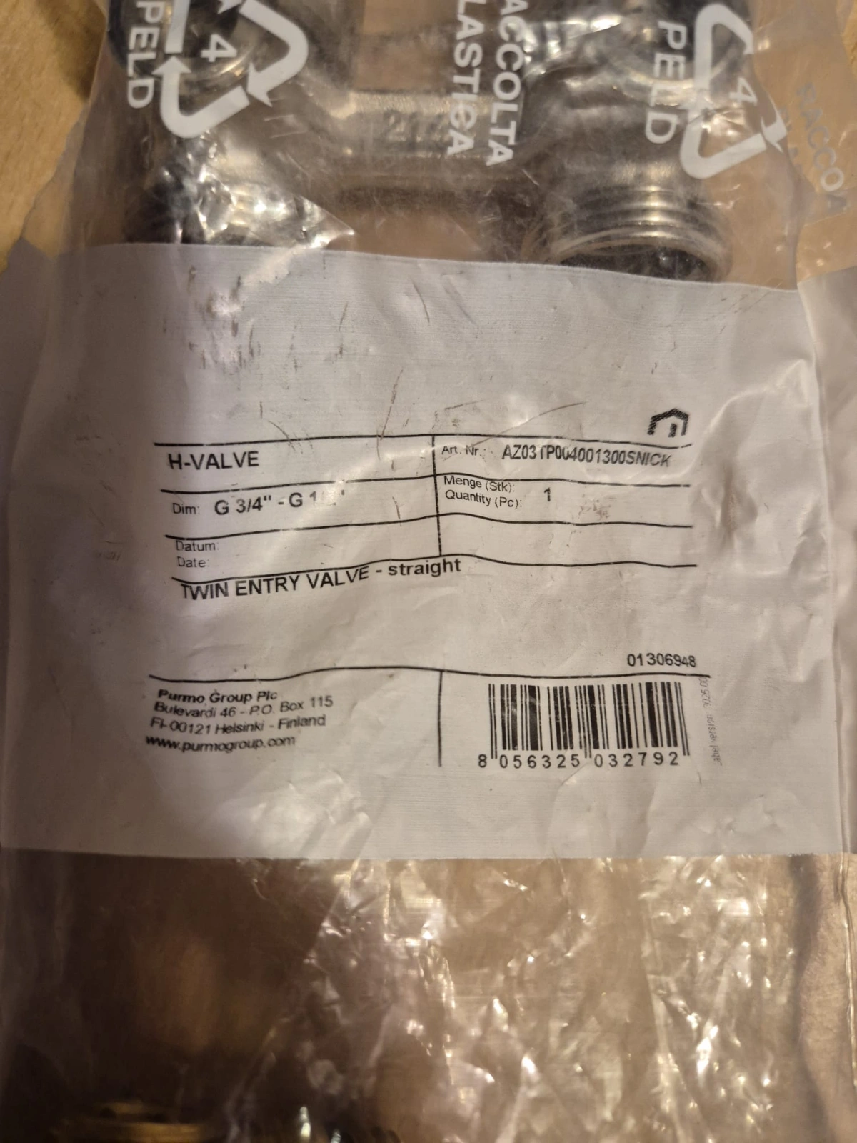 PURMO ROBINET DREPT TIP H CU ADAPTOR 3/4"-1/2"